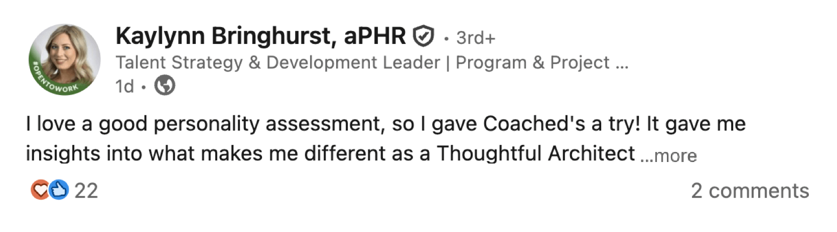 Customer testimonial