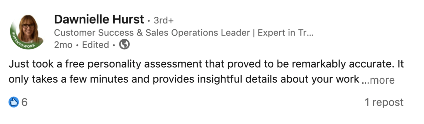 Customer testimonial